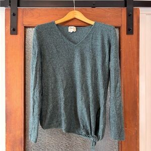 Charli Teal Long Sleeve V-Neck Sweater